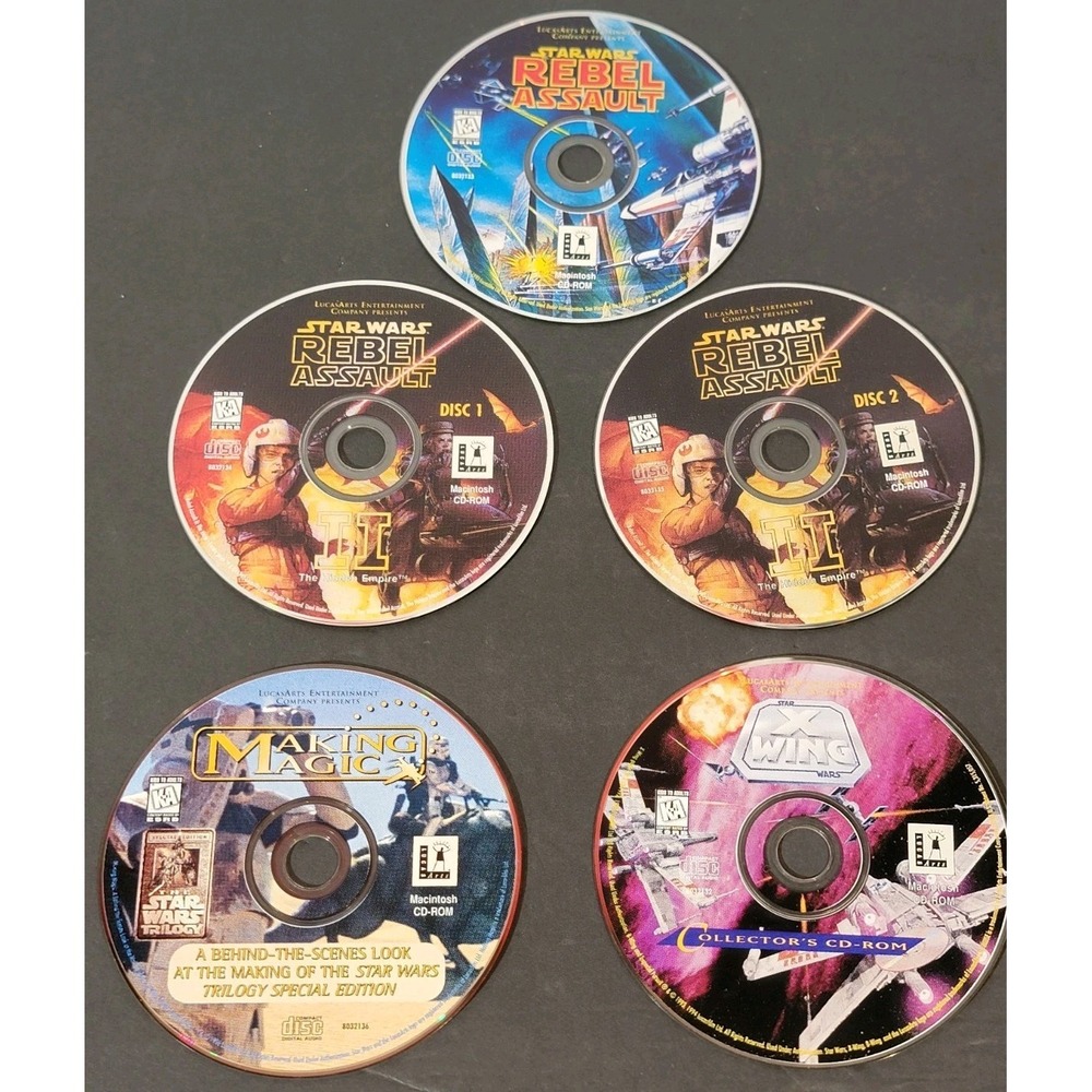 Vtg Star Wars Lucasarts Archives Collection Set Of 5 CD‎ ROM PC Discs Games